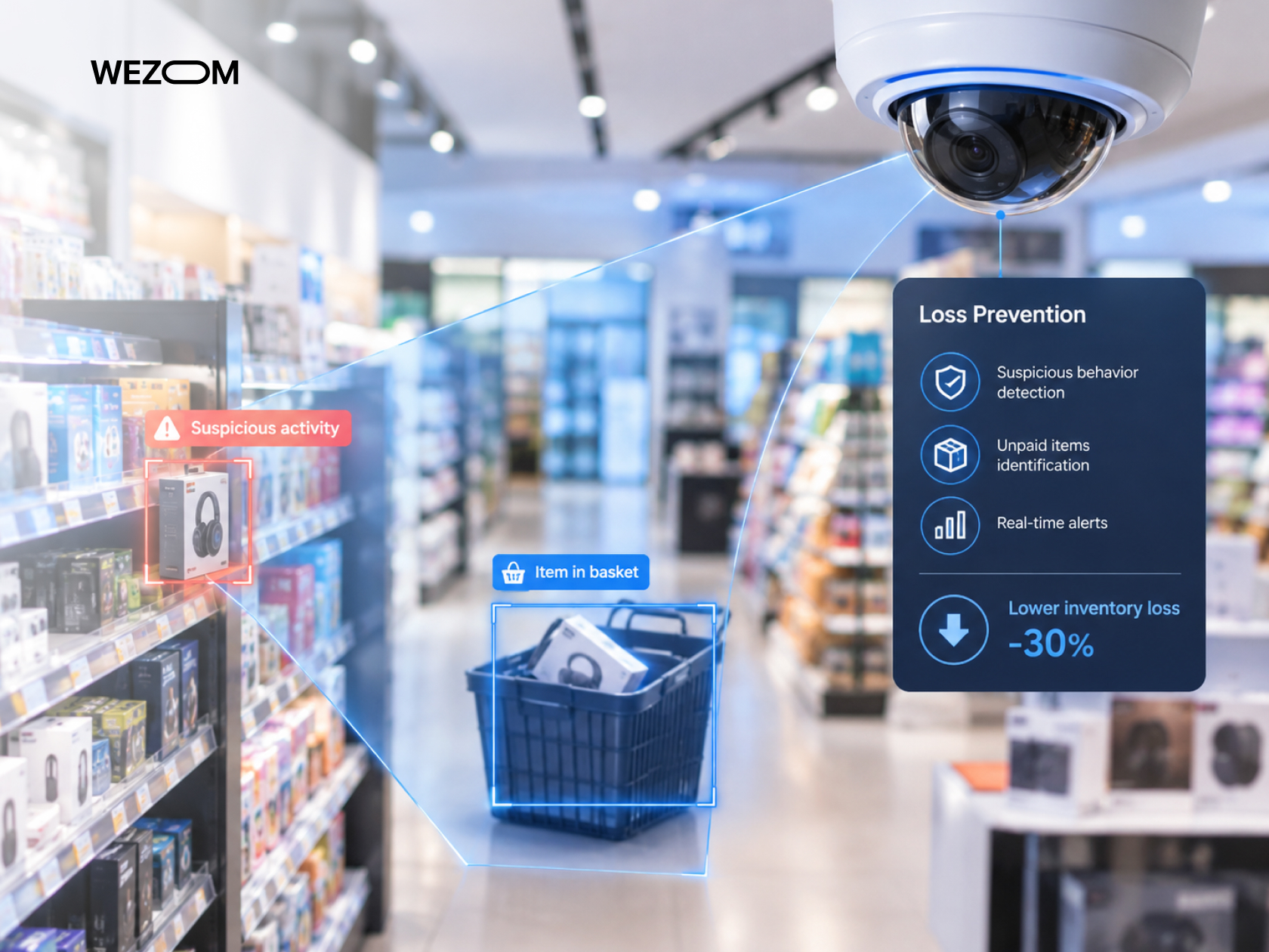 Computer vision for retail detecting suspicious activity and identifying products to prevent inventory loss.